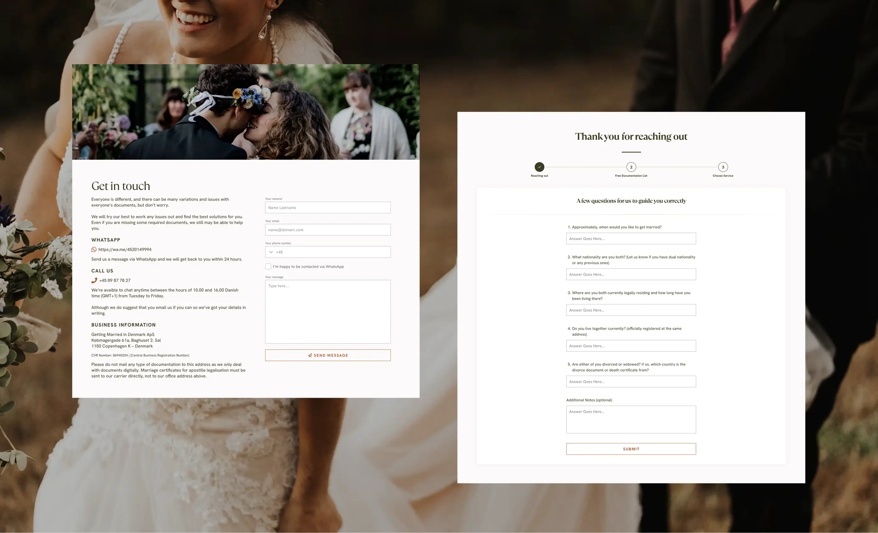 Getting Married in Denmark contact page