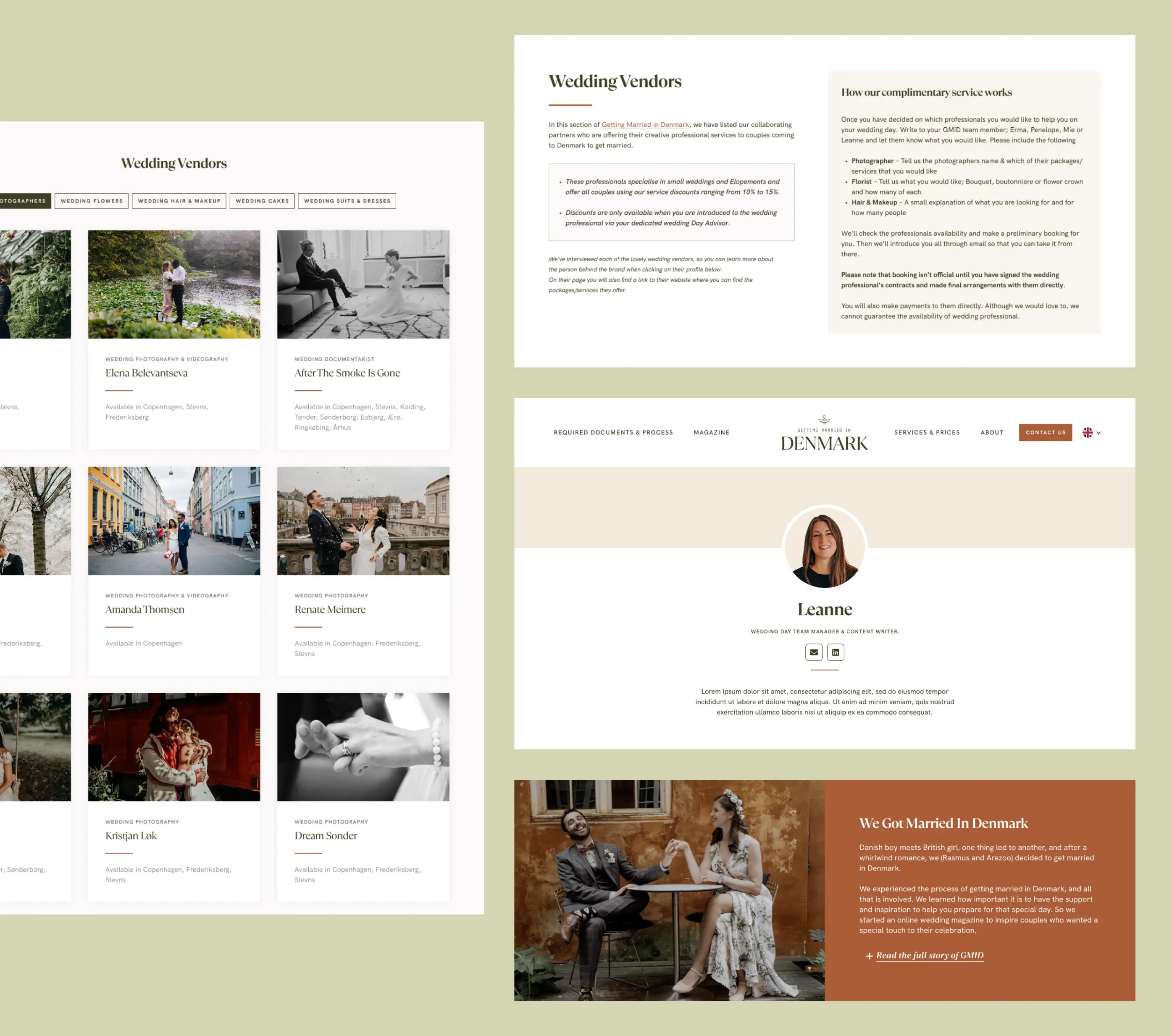 Getting Married in Denmark website screenshots