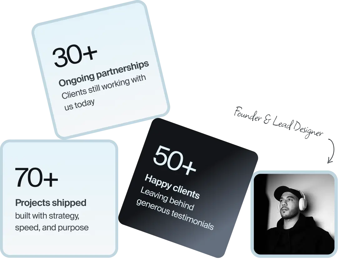 Potionnn stats: 5+ years experience, 70+ projects shipped, 50+ client testimonials